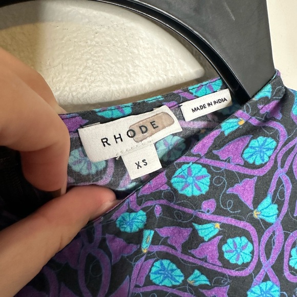 RHODE Pia Blue & Purple Watermelon Floral Puff Sleeve Mini Dress - Picture 5 of 10